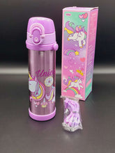 unicorn thermal metallic water bottle for school kids